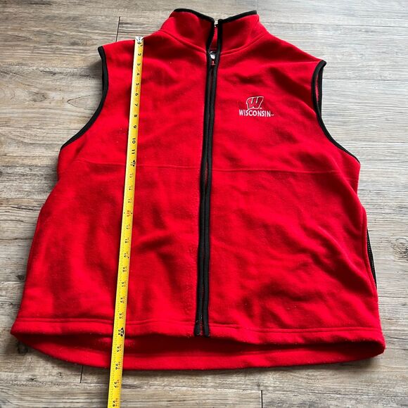 UW Madison Sweater Vest Women's Large Fleece Red Black Zip Embroidered - Picture 4 of 6
